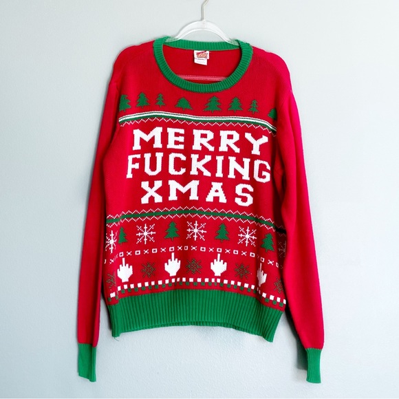 Spencer's Sweaters - Spencers | Merry Fucking XMAS Christmas Sweater Size Large